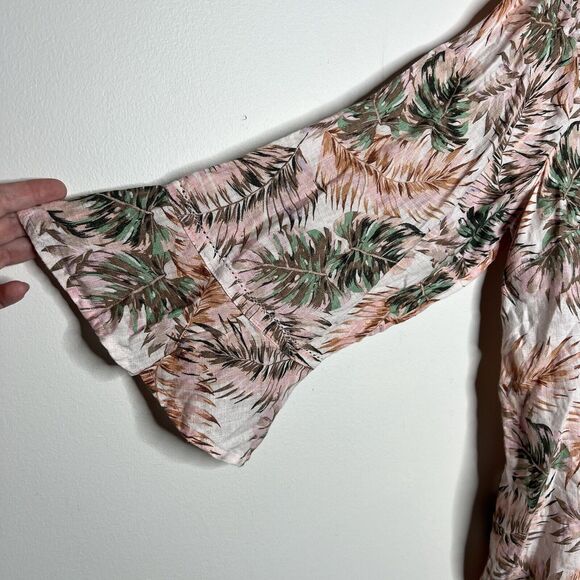 J Jill Love Linen Top Womens Extra Large Tropical Palm Print Lagenlook Vacation - Picture 11 of 15